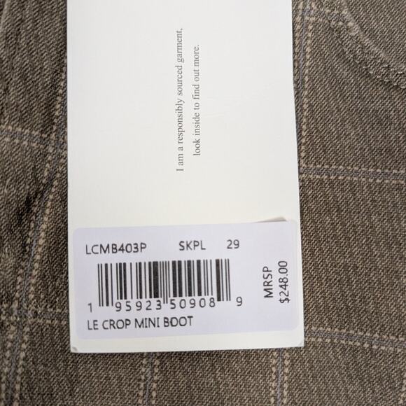 Frame Le Crop Mini Boot Cut Mid-Rise Jeans Skyblue Plaid and Khaki Size 29 - Picture 7 of 11